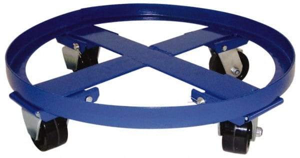 PRO-SOURCE - 2,000 Lb Load Capacity, 55 Gal Drum Dolly - 5-3/4" High, 4 Wheels - Exact Tool & Supply