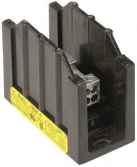 Cooper Bussmann - 2 Poles, 310 Amp, 350 kcmil-6 AWG (Cu/Al) Primary, 4-12 AWG (Al), 4-14 AWG (Cu) Secondary, Thermoplastic Power Distribution Block - 600 VAC/VDC, 1 Primary Connection, 3.58 Inch Long x 3.32 Inch Deep x 4 Inch High - Exact Tool & Supply