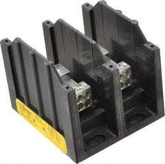 Cooper Bussmann - 2 Poles, 175 Amp, 8-2/0 AWG (Al), 14-2/0 AWG (Cu) Primary, 4-14 AWG (Cu), 4-8 AWG (Al) Secondary, Thermoplastic Power Distribution Block - 600 VAC/VDC, 1 Primary Connection, 3.58 Inch Long x 3.32 Inch Deep x 4 Inch High - Exact Tool & Supply