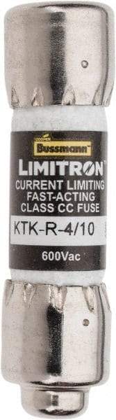 Cooper Bussmann - 600 VAC, 0.4 Amp, Fast-Acting General Purpose Fuse - Fuse Holder Mount, 1-1/2" OAL, 200 at AC (RMS) kA Rating, 13/32" Diam - Exact Tool & Supply