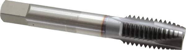 OSG - 5/8-11 UNC, 3 Flute, TiCN Finish, High Speed Steel Spiral Point Tap - Plug Chamfer, Right Hand Thread, 3-13/16" OAL, 1-13/16" Thread Length, 0.48" Shank Diam, 3B Class of Fit - Exact Tool & Supply
