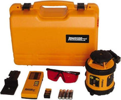 Johnson Level & Tool - 800' (Exterior) Measuring Range, 1/8" at 50' Accuracy, Self-Leveling Rotary Laser - ±3° Self Leveling Range, 200, 400 & 600 RPM, 2 Beams, AA Battery Included - Exact Tool & Supply