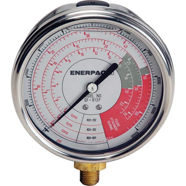 Enerpac - Hydraulic Pressure Gages & Adapters Type: Glycerine Filled Pressure Rating: 10000 - Exact Tool & Supply