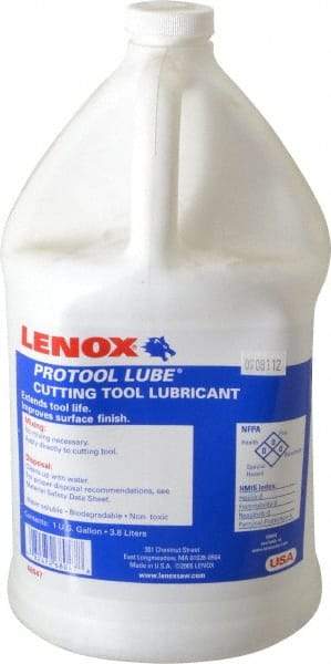 Lenox - Protool Lube, 1 Gal Bottle Sawing Fluid - Synthetic, For Cutting, Drilling, Milling, Reaming, Tapping - Exact Tool & Supply