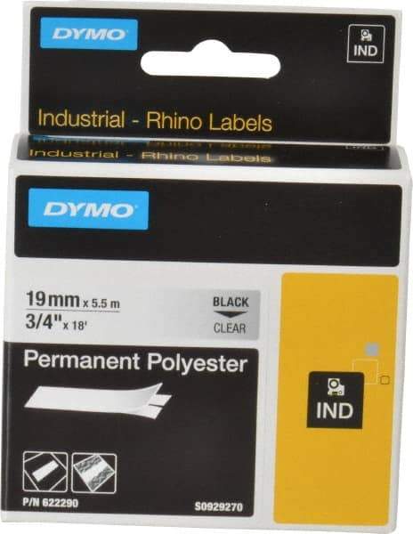 Dymo - 216" Long, Clear Permanent Polyester Tape Permanent Polyester Tape - For RHINO 5000, 5200, 6000, 6500 - Exact Tool & Supply