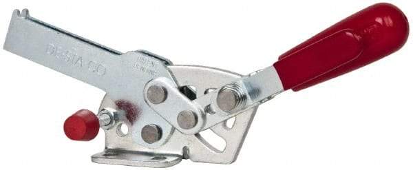 De-Sta-Co - 560 Lb Holding Capacity, Horizontal Handle, Manual Hold Down Toggle Clamp - 69° Handle Movement, 73° Bar Opening, U-Bar, Flanged Base, Electro-Plated Zinc, Carbon Steel - Exact Tool & Supply