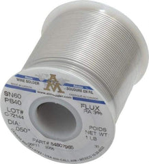Value Collection - 0.05 Inch Diameter, Alloy 60/40, Rosin Activated Solder - 1 Lb., 66 Core, 18 Gauge - Exact Tool & Supply