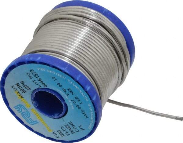 Value Collection - 0.0930 Inch Diameter, Alloy 60/40, Rosin Activated Solder - 1 Lb., 66 Core, 13 Gauge - Exact Tool & Supply