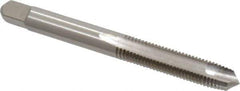 Kennametal - 1/4-28 UNF, 2 Flute, Bright Finish, High Speed Steel Spiral Point Tap - Plug Chamfer, Right Hand Thread, 2-1/2" OAL, 1" Thread Length, 0.255" Shank Diam, 3B Class of Fit, Series 5301 - Exact Tool & Supply