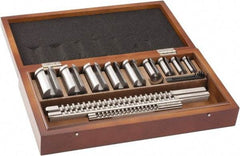 Value Collection - 18 Piece, 1/8 to 3/8" Keyway Width, Style B & C Keyway Broach Set - Bright Finish High Speed Steel Broach, Collared Bushing, 1/2 to 1-1/2" Bushing Diam - Exact Tool & Supply