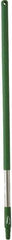 Vikan - 39-1/2 x 1-1/4" Stainless Steel Squeegee Handle - European Threaded Connection, Green - Exact Tool & Supply