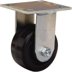 Hamilton - 4" Diam x 2" Wide x 5-5/8" OAH Top Plate Mount Rigid Caster - Phenolic, 800 Lb Capacity, Straight Roller Bearing, 4 x 4-1/2" Plate - Exact Tool & Supply