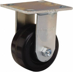 Hamilton - 4" Diam x 2" Wide x 5-5/8" OAH Top Plate Mount Rigid Caster - Phenolic, 800 Lb Capacity, Straight Roller Bearing, 4 x 4-1/2" Plate - Exact Tool & Supply