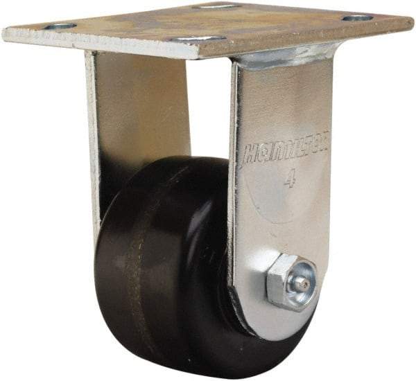 Hamilton - 3-1/4" Diam x 2" Wide x 5-1/4" OAH Top Plate Mount Rigid Caster - Phenolic, 700 Lb Capacity, Straight Roller Bearing, 4 x 4-1/2" Plate - Exact Tool & Supply