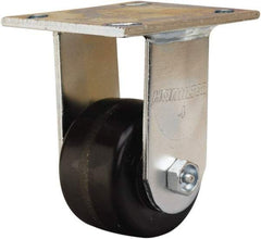 Hamilton - 3-1/4" Diam x 2" Wide x 5-1/4" OAH Top Plate Mount Rigid Caster - Phenolic, 700 Lb Capacity, Straight Roller Bearing, 4 x 4-1/2" Plate - Exact Tool & Supply