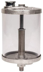 LDI Industries - 1 Outlet, Polymer Bowl, 0.95 L No Flow Control Oil Reservoir - 1/4-18 NPTF Outlet, 4-1/4" Diam x 7-3/4" High, 60°C Max - Exact Tool & Supply