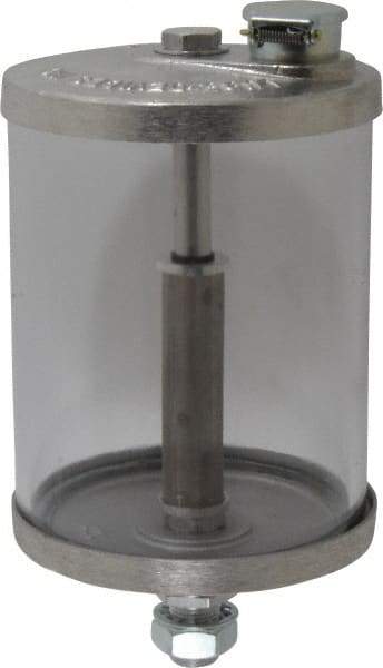 LDI Industries - 1 Outlet, Polymer Bowl, 0.95 L No Flow Control Oil Reservoir - 5/8-18 UNF Outlet, 4-1/4" Diam x 8-1/16" High, 60°C Max - Exact Tool & Supply