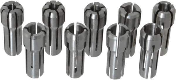 Kennametal - 9 Piece, 1/8" to 1/4" Capacity, Double Angle Collet Set - Series DA300 - Exact Tool & Supply
