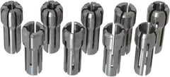 Kennametal - 9 Piece, 1/8" to 1/4" Capacity, Double Angle Collet Set - Series DA300 - Exact Tool & Supply