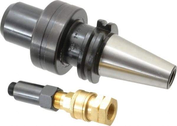 Collis Tool - CAT40 Outside Taper, VF40 Inside Taper, 3/4" Hole Diam, CAT-VF Coolant Adapter - 4.44" Projection, 7.13" OAL, Through Coolant - Exact Tool & Supply