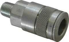 Parker - 1/4-18 Male NPTF Tru-Flate Automotive Pneumatic Hose Coupler - Steel, 3/8" Body Diam - Exact Tool & Supply