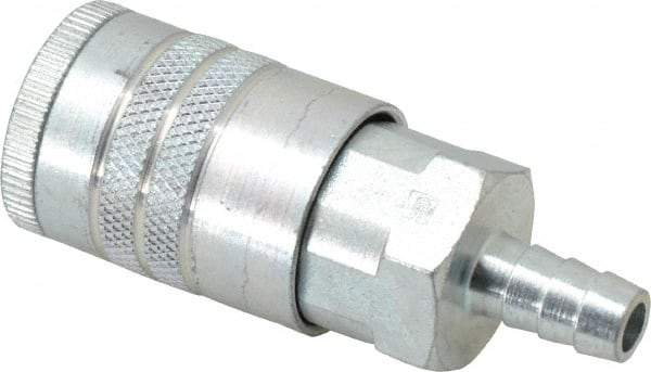 Parker - Hose Barb Tru-Flate Automotive Pneumatic Hose Coupler - Steel, 1/2" Body Diam, 3/8" Hose ID - Exact Tool & Supply