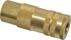Parker - 1/4-18 Female NPTF Lincoln Long Stem Pneumatic Hose Coupler - Brass, 1/4" Body Diam - Exact Tool & Supply