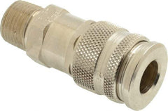 Parker - 3/8-18 Male NPT European High Flow Pneumatic Hose Coupler - Brass, 1/4" Body Diam - Exact Tool & Supply