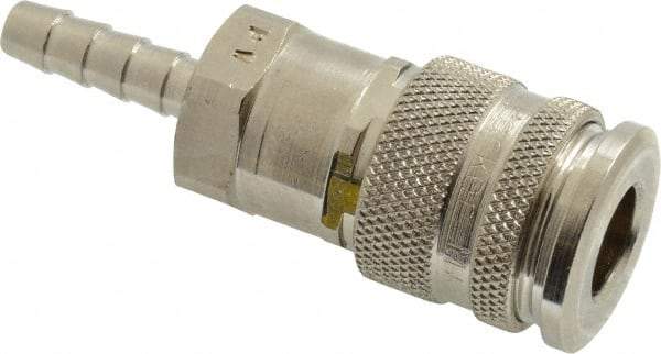 Parker - Hose Barb European High Flow Pneumatic Hose Coupler - Brass, 1/4" Body Diam, 1/4" Hose ID - Exact Tool & Supply