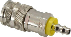 Parker - Push-Lok Hose Barb European High Flow Pneumatic Hose Coupler - Brass, 1/4" Body Diam, 1/4" Hose ID - Exact Tool & Supply