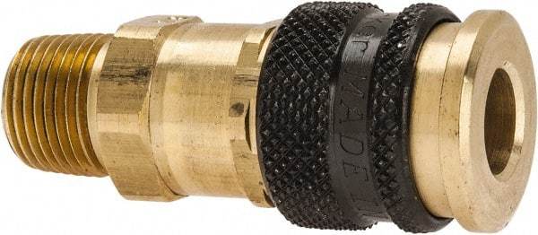 Parker - 3/8-18 Male NPTF Industrial Pneumatic Hose Coupler - Brass, 1/4" Body Diam - Exact Tool & Supply