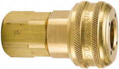 Parker - 1/2-14 Female NPTF Industrial Pneumatic Hose Coupler - Brass, 3/4" Body Diam - Exact Tool & Supply