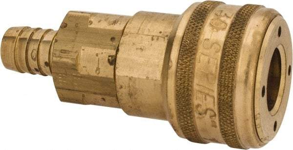 Parker - Hose Barb Industrial Pneumatic Hose Coupler - Brass, 1/2" Body Diam, 1/2" Hose ID - Exact Tool & Supply