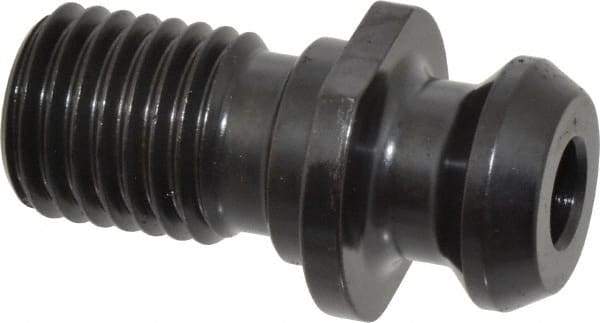 Parlec - A Style, CAT50 Taper, 1-8 Thread, 45° Angle Radius, Standard Retention Knob - 2.54" OAL, 1.14" Knob Diam, 0.2" Flange Thickness, 1" from Knob to Flange, 1.026" Pilot Diam, 0.468" Coolant Hole, Through Coolant - Exact Tool & Supply