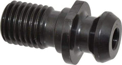 Parlec - A Style, CAT50 Taper, 1-8 Thread, 45° Angle Radius, Standard Retention Knob - 2.54" OAL, 1.14" Knob Diam, 0.2" Flange Thickness, 1" from Knob to Flange, 1.026" Pilot Diam, 0.468" Coolant Hole, Through Coolant - Exact Tool & Supply