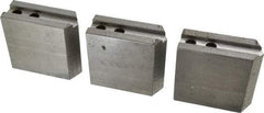 H & R Manufacturing - 1.5mm x 60° Serrated Attachment, Square Soft Lathe Chuck Jaw - 3 Jaws, Steel, 0.787" Btw Mount Hole Ctrs, 3-1/8" Long x 1-1/4" Wide x 3" High, 0.472" Groove, 10mm Fastener - Exact Tool & Supply