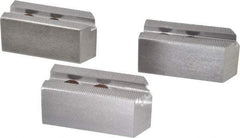 H & R Manufacturing - 1.5mm x 60° Serrated Attachment, Square Soft Lathe Chuck Jaw - 3 Jaws, Steel, 1" Btw Mount Hole Ctrs, 3-1/2" Long x 1-1/2" Wide x 1-1/2" High, 0.551" Groove, 12mm Fastener - Exact Tool & Supply