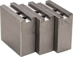 H & R Manufacturing - 1.5mm x 60° Serrated Attachment, Square Soft Lathe Chuck Jaw - 3 Jaws, Steel, 1" Btw Mount Hole Ctrs, 3-1/2" Long x 1-1/2" Wide x 3-1/2" High, 0.551" Groove, 12mm Fastener - Exact Tool & Supply