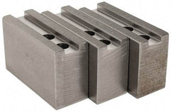H & R Manufacturing - 1.5mm x 60° Serrated Attachment, Square Soft Lathe Chuck Jaw - 3 Jaws, Steel, 0.984" Btw Mount Hole Ctrs, 4" Long x 1-1/2" Wide x 2-1/2" High, 0.63" Groove, 12mm Fastener - Exact Tool & Supply