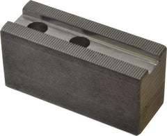 H & R Manufacturing - 1.5mm x 60° Serrated Attachment, Square Soft Lathe Chuck Jaw - 3 Jaws, Steel, 1.266" Btw Mount Hole Ctrs, 4" Long x 1-1/2" Wide x 2" High, 0.63" Groove, 12mm Fastener - Exact Tool & Supply