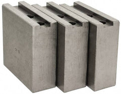 H & R Manufacturing - 1.5mm x 60° Serrated Attachment, Square Soft Lathe Chuck Jaw - 3 Jaws, Steel, 1.266" Btw Mount Hole Ctrs, 4" Long x 1-1/2" Wide x 4" High, 0.63" Groove, 12mm Fastener - Exact Tool & Supply