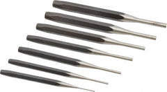 Proto - 7 Piece, 1/16 to 1/4", Pin Punch Set - Round Shank, Comes in Pouch - Exact Tool & Supply