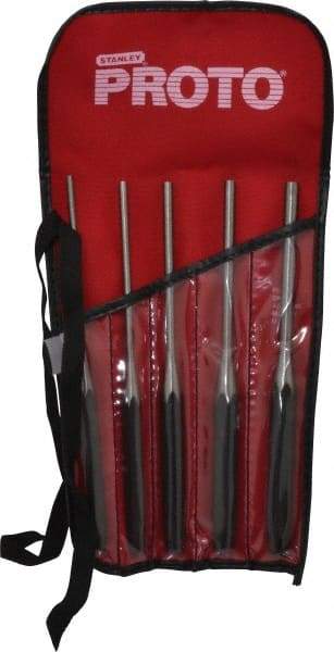 Proto - 5 Piece, 5/32 to 5/16", Pin Punch Set - Round Shank, Comes in Pouch - Exact Tool & Supply