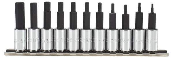 Proto - 11 Piece 1/4" Drive Inch Hex Bit Socket Set - 1/16 to 5/16" Hex - Exact Tool & Supply
