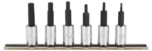 Proto - 6 Piece 1/4" Drive Metric Hex Bit Socket Set - 2 to 6mm Hex - Exact Tool & Supply
