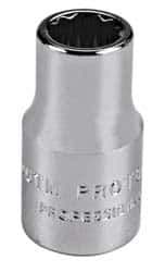 Proto - 1/4" Drive, Standard Hand Socket - 12 Points, Chrome Finish - Exact Tool & Supply