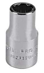 Proto - 1/4" Drive, Standard Hand Socket - 12 Points, Chrome Finish - Exact Tool & Supply