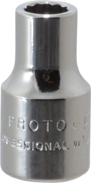 Proto - 1/4" Drive, Standard Hand Socket - 12 Points, 7/8" OAL, Chrome Finish - Exact Tool & Supply