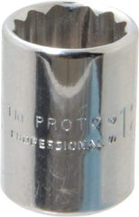 Proto - 1/4" Drive, Standard Hand Socket - 12 Points, 7/8" OAL, Chrome Finish - Exact Tool & Supply