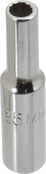 Proto - 1/4" Drive, Deep Hand Socket - 12 Points, 1-15/16" OAL, Chrome Vanadium, Chrome Finish - Exact Tool & Supply